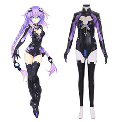 Halloweez Nepgear Cosplay Costume - Black Purple Sister Sexy Jumpsuit for Women | Leather Bodysuit - Halloweez