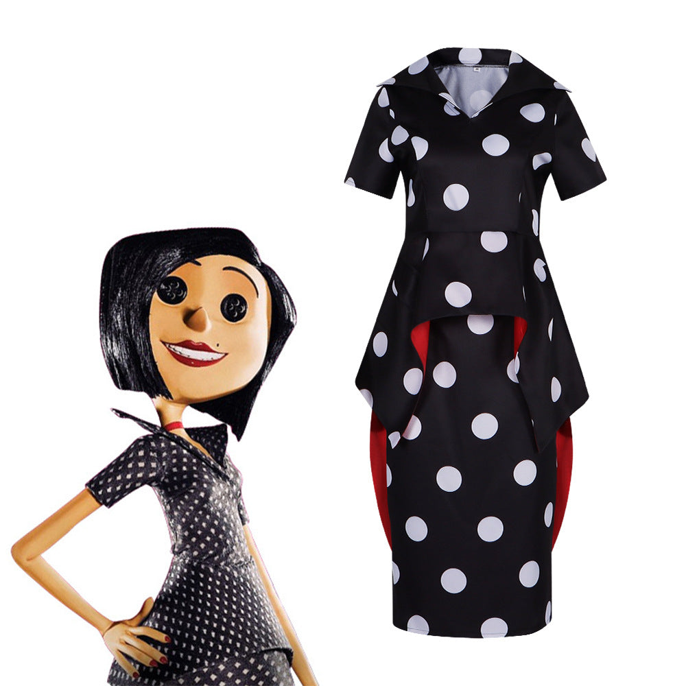 Movie Coraline Cosplay Costume Caroline Mother Halloween Cosplay Role Play Performance Clothing - Halloweez