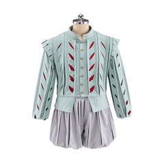 Authentic Tudor Men's Cosplay Costume – Green & Red Top with Grey Pants - Halloweez