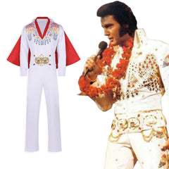 Elvis Presley Rock and Roll Cosplay Costume for Halloween Party and Stage Performance - Halloweez