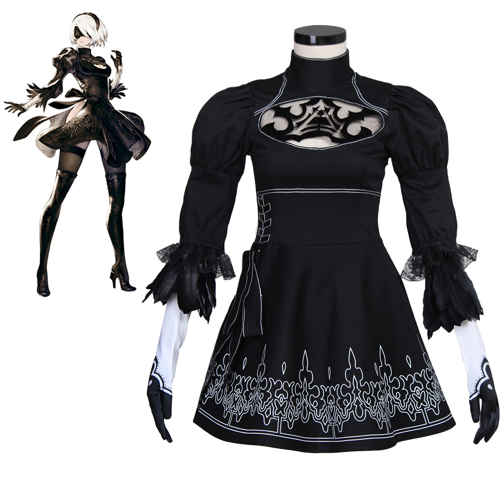 Halloweez Nier Automata Cosplay Costume - Yorha 2B Alluring Outfit | Game Cosplay Collection - Halloweez