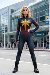 Captain Marvel 2 Carol Danvers Cosplay Costume, Movie Superhero Tight Jumpsuit, Full Set Captain Marvel Team Uniform Outfit for Women - Halloweez