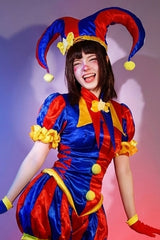 The Amazing Digital Circus Pomni Cosplay Jumpsuit, Halloween Clown Girl Full Costume Set, Anime Character Cosplay Outfit for Party - Halloweez