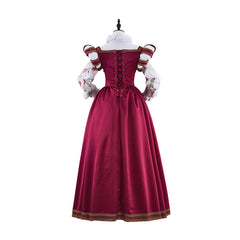 Tudor Dynasty Red Waistcoat Floral Lining Dress Cosplay Costume – Historical & Renaissance Fair Outfit - Halloweez