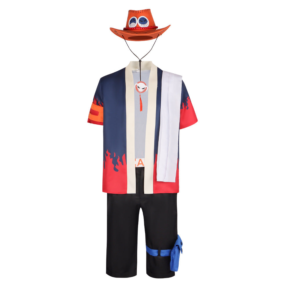 One Piece cosplay Ace of the Fire Fist cosplay kimono set 2D anime role play costume with hat - Halloweez