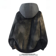 Men's Hooded PU Leather Jacket,Plus‑Size Warm Trendy Outerwear Spring Autumn Custom