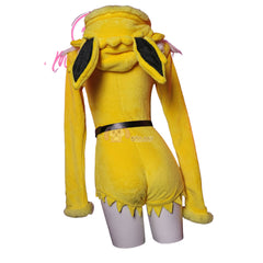 Official Pokemon Yellow Jolteon Plush Animal Cosplay Costume Hooded Pajamas - Halloweez