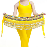 Egypt Style 248 Coin Belly Dance Waist Chain, Wide Rhinestone Hip Scarf for Dance & Halloween
