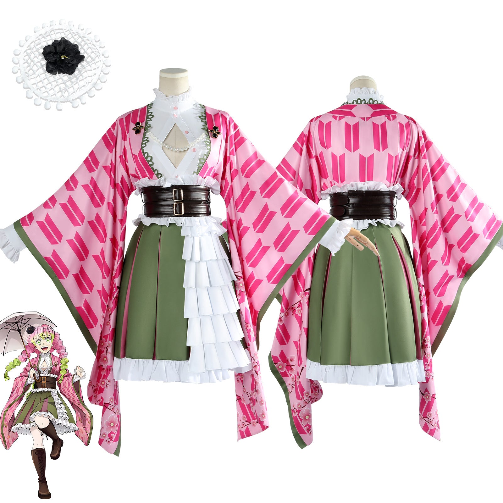 Demon Slayer Kimetsu no Yaiba Kanroji Mitsuri Cosplay Costume Anniversary Edition - Halloweez