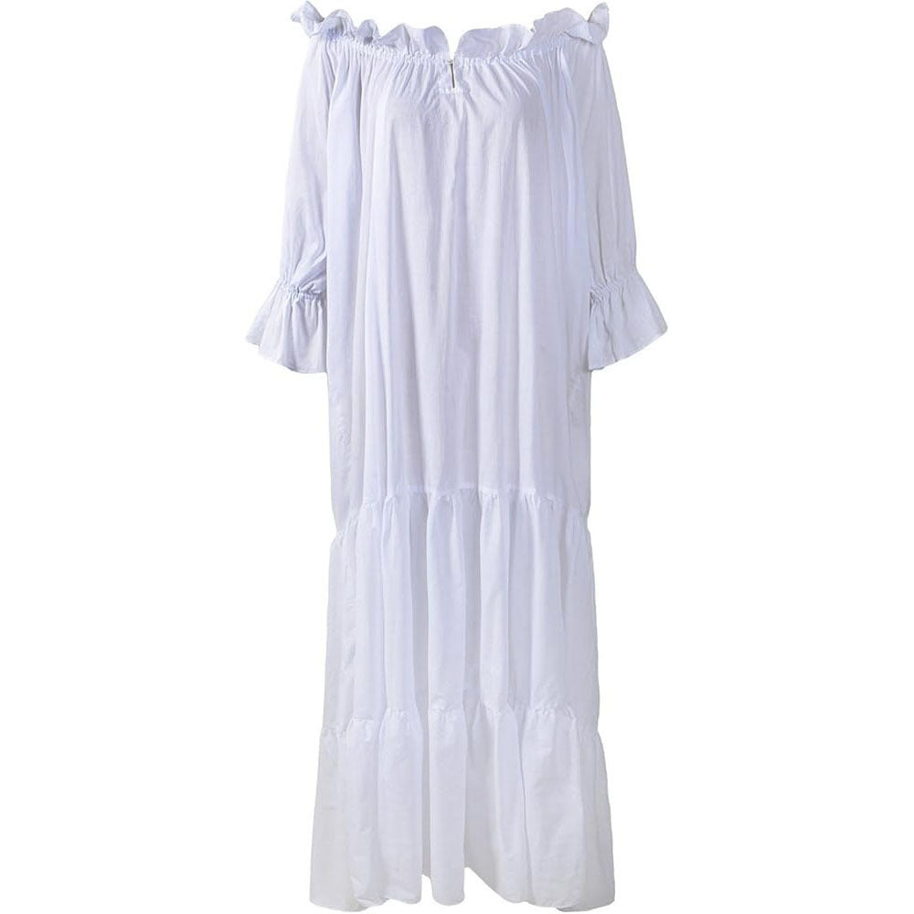 Medieval Pirate Fairy Renaissance Peasant Costume Ruffled Loose Dress - Halloweez