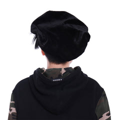 Authentic Renaissance Medieval Tudor Flat Cap for Men - Black Halloweez Cosplay Hat - Halloweez