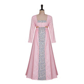 Halloween Victorian Dress Bridgerton Floral Pink Tea Party Regency Dress Two-piece Set - Halloweez