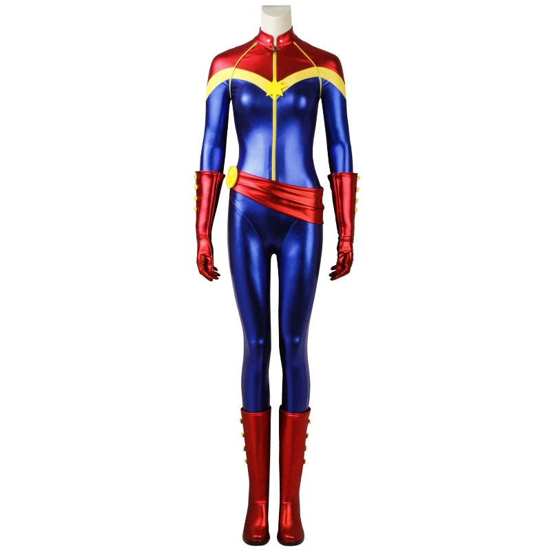 Halloweez Captain Marvel Cosplay Costume - Avengers Themed Jumpsuit for Halloween - Halloweez