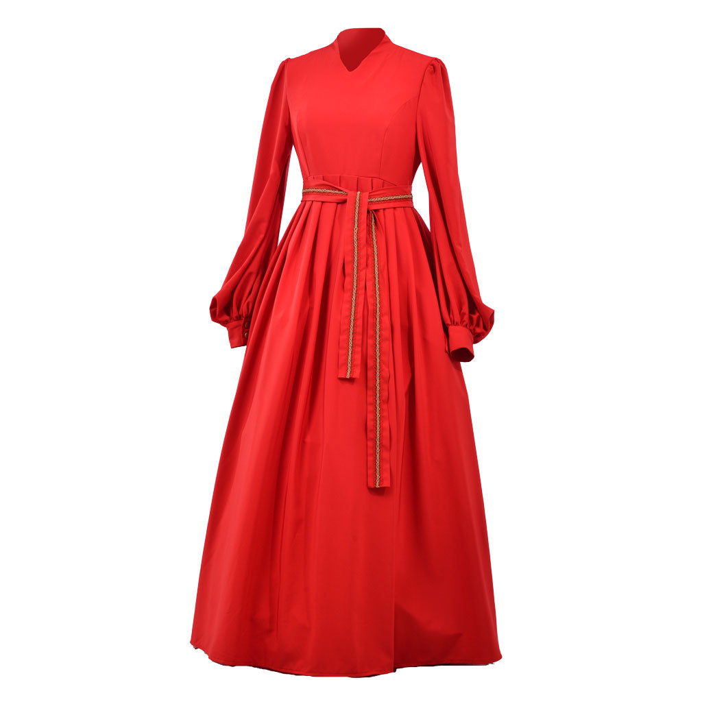 Halloweez The Princess Bride Buttercup Red V-Neck Long Sleeve Dress - Adult Cosplay Wedding Gown - Halloweez