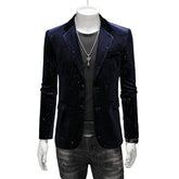 Men's Velvet Sparkle Blazer Shiny Tuxedo Jacket Korean Slim Fit Fashion Formal Suit Casual Blazer for Men - Halloweez