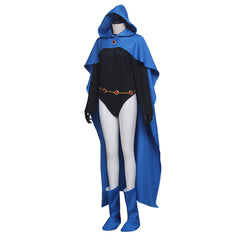 Halloweez Teen Titans Raven Cosplay Costume - Blue Cape & Unitard Superhero Halloween Outfit - Halloweez