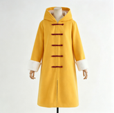 Gintama Kagura Cosplay Costume, Custom Yellow Wool Winter Coat for Halloween Comic Con