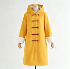 Gintama Kagura Cosplay Costume, Custom Yellow Wool Winter Coat for Halloween Comic Con
