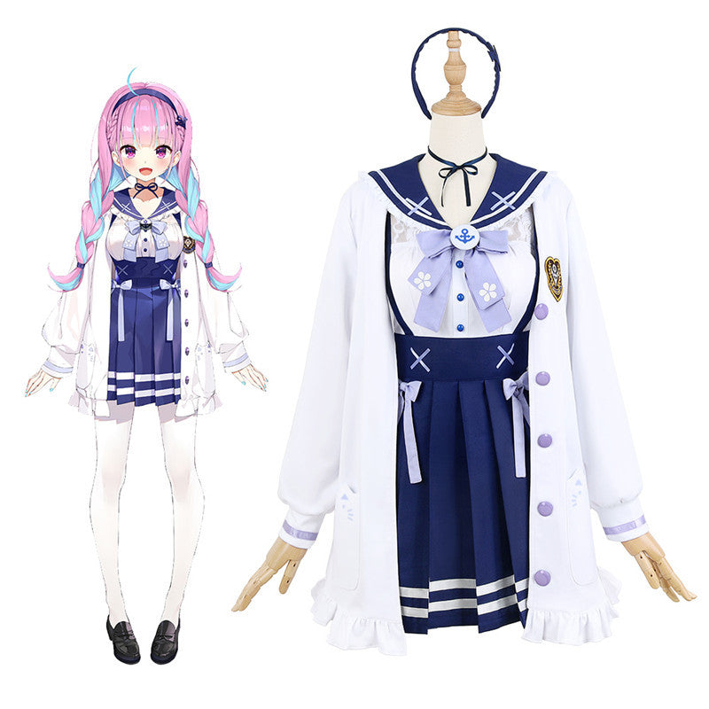 Virtual VTuber Minato Aqua Casual JK Sailor Cosplay Costume - Hololive Anime Outfit - Halloweez