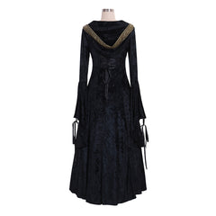 Elegant Medieval Renaissance Black Velvet Dress - Halloweez Custom Ball Gown - Halloweez