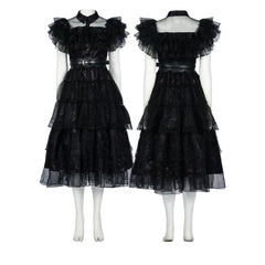 Adams Family Wednesday Addams Cosplay Dress for Women - Halloween Ball Gown Costume - Halloweez