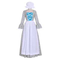Halloweez Victorian Pioneer Pilgrim Wench Rural Floral Prairie Dress Women Countryside Colonial Dress Lolita Dress - Halloweez