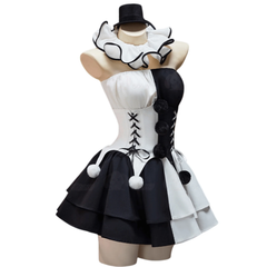 Terrifier Clown Cosplay Costume Custom Black White Dress for Halloween Party