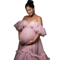Women's Long Chiffon Bridal Robe Lingerie Maternity Bathrobe for Wedding Party Photo Shoot Cosplay Costume - Halloweez