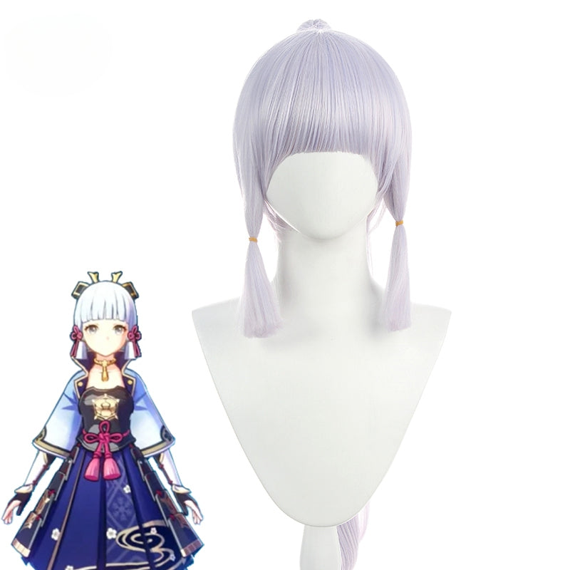Halloweez Kamisato Ayaka Cosplay Wig - 70cm Long Heat Resistant Synthetic Hair with Ponytails - Halloweez