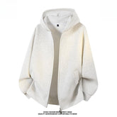 Men's Zip‑Up Hoodie Jacket,Loose Minimalist Premium Autumn Sports Outerwear Custom