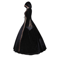 Elegant Halloweez Victorian Rococo Gothic Punk Black Velvet Dress Cosplay Costume - Halloweez
