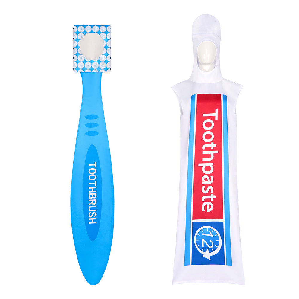2023 Toothpaste Toothbrush Cosplay Costume Funny Couple Role Play Halloween Performance Outfit - Halloweez