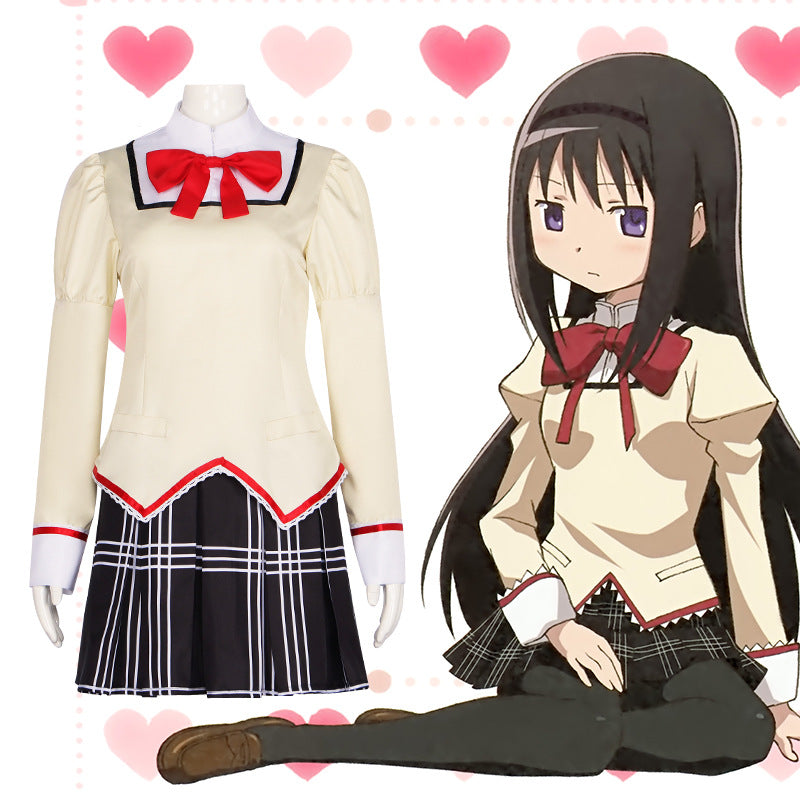Magical Girl Madoka Cosplay Costume Akemi Homura Tomoe Mami School Uniform Sailor Suit JK Uniform - Halloweez
