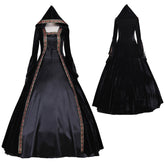 Elegant Halloweez Victorian Rococo Gothic Punk Black Velvet Dress Cosplay Costume - Halloweez