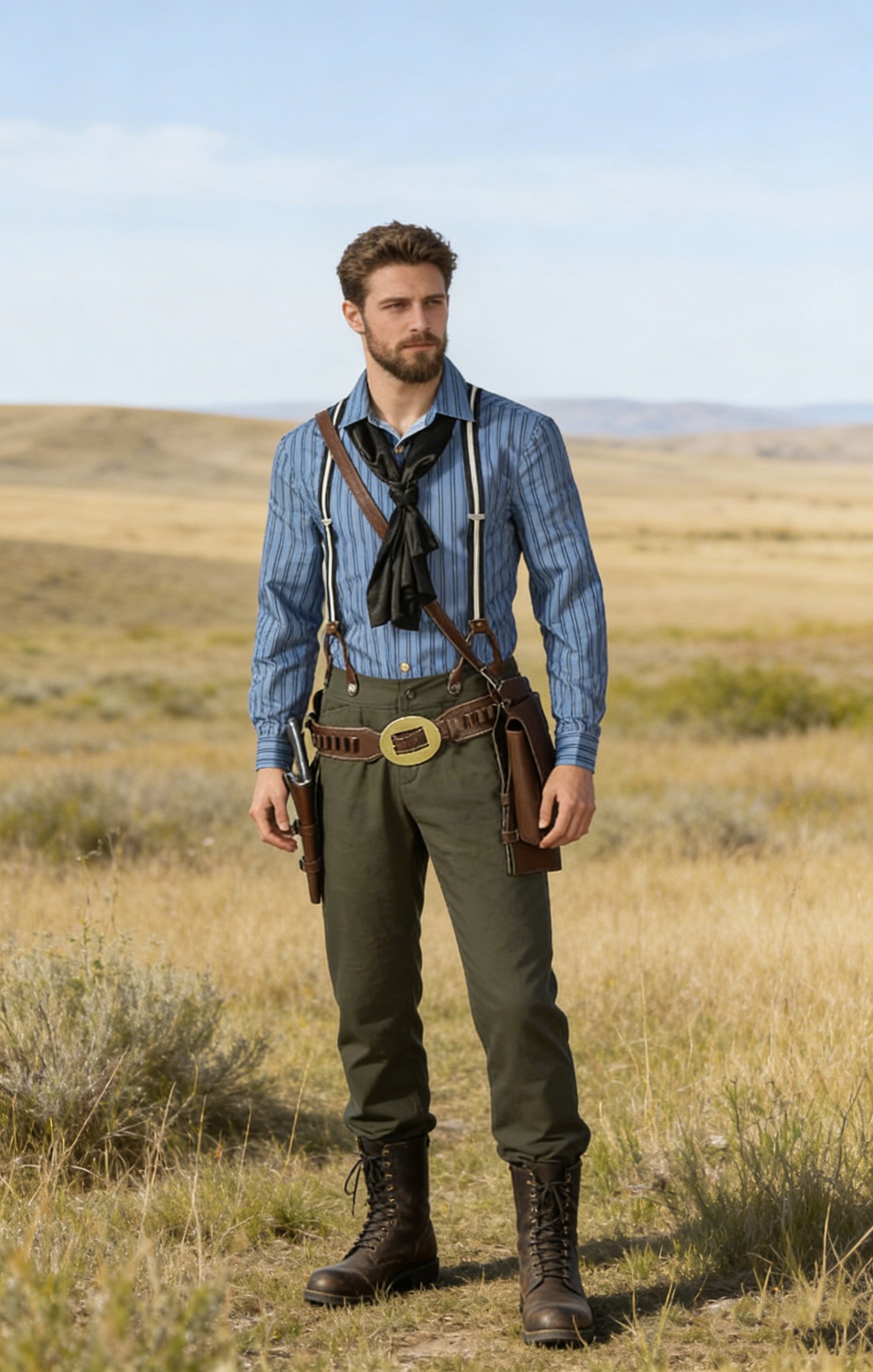 Halloweez Arthur Morgan Cosplay Western Suit – Authentic Denim Outfit with Accessories - Halloweez