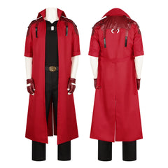 Devil May Cry 3 Dante Red Leather Jacket Cosplay Costume Halloween Outfit - Halloweez