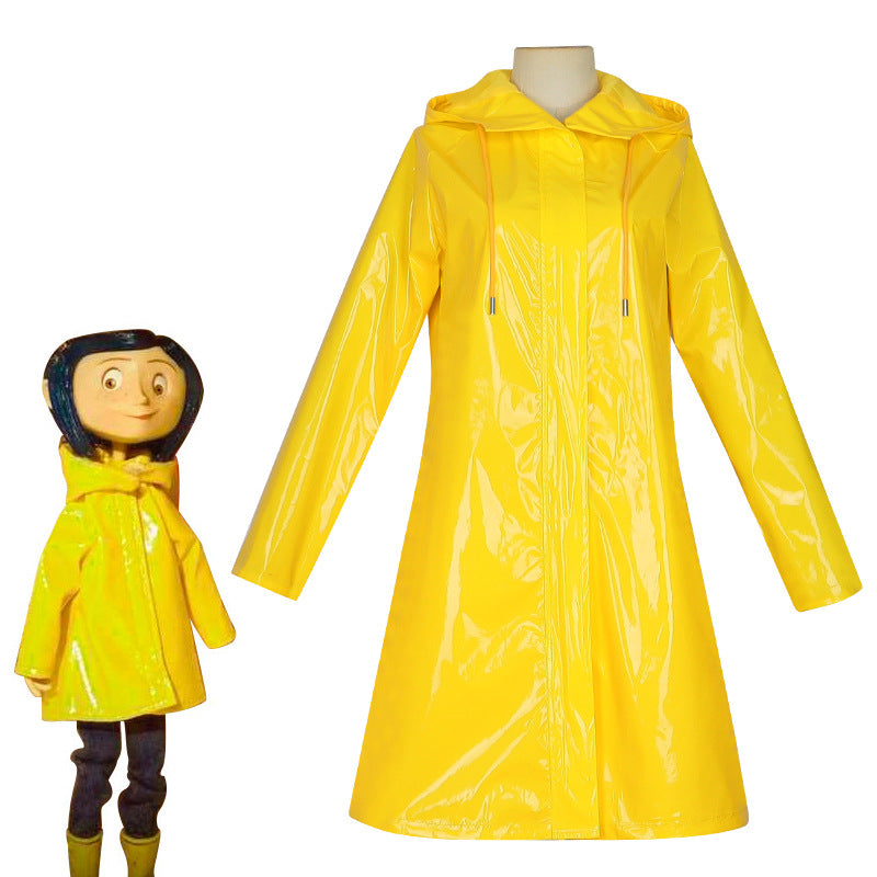 Coraline Cosplay Costume Caroline Full Set Yellow Raincoat Halloween Performance Suit for Women - Halloweez