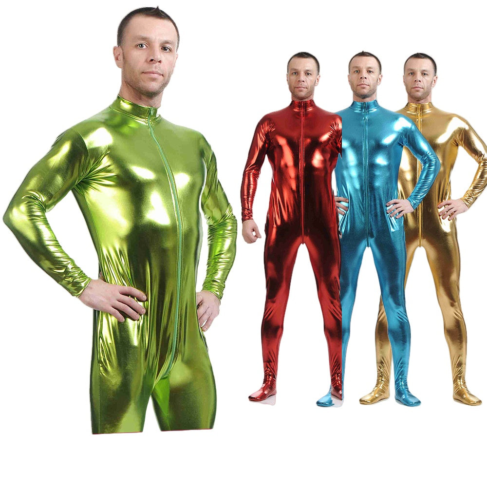 Anime Stage Performance Cosplay Men's Hoodless Glue-Coated Bodysuit Zentai - Halloweez