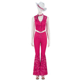 Halloweez Barbie Cosplay - Retro 70s 80s Hippie Disco Pink Cowgirl Outfit for Events - Halloweez