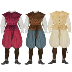 Vintage Medieval Renaissance Pirate Viking Knight Full Set Stage Performance Costume Halloween Cosplay - Halloweez