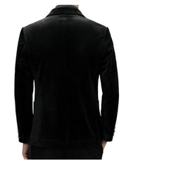 Men's Corduroy Casual Blazer New Trend High-end Single Suit Jacket Autumn Spring Gold Velvet Small Suit - Halloweez