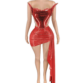 Cross-border 3D Mirror Rhinestone Low-Cut Top + Mini Skirt Set for Party Stage Performance Cosplay Costume Show - Halloweez