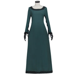Elegant Medieval Irish Renaissance Dress - Dark Green Overdress Cosplay Costume by Halloweez - Halloweez
