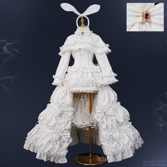 Hatsune Miku White Rabbit Lolita Cosplay Gown, Custom Outfit for Halloween & Comic Con