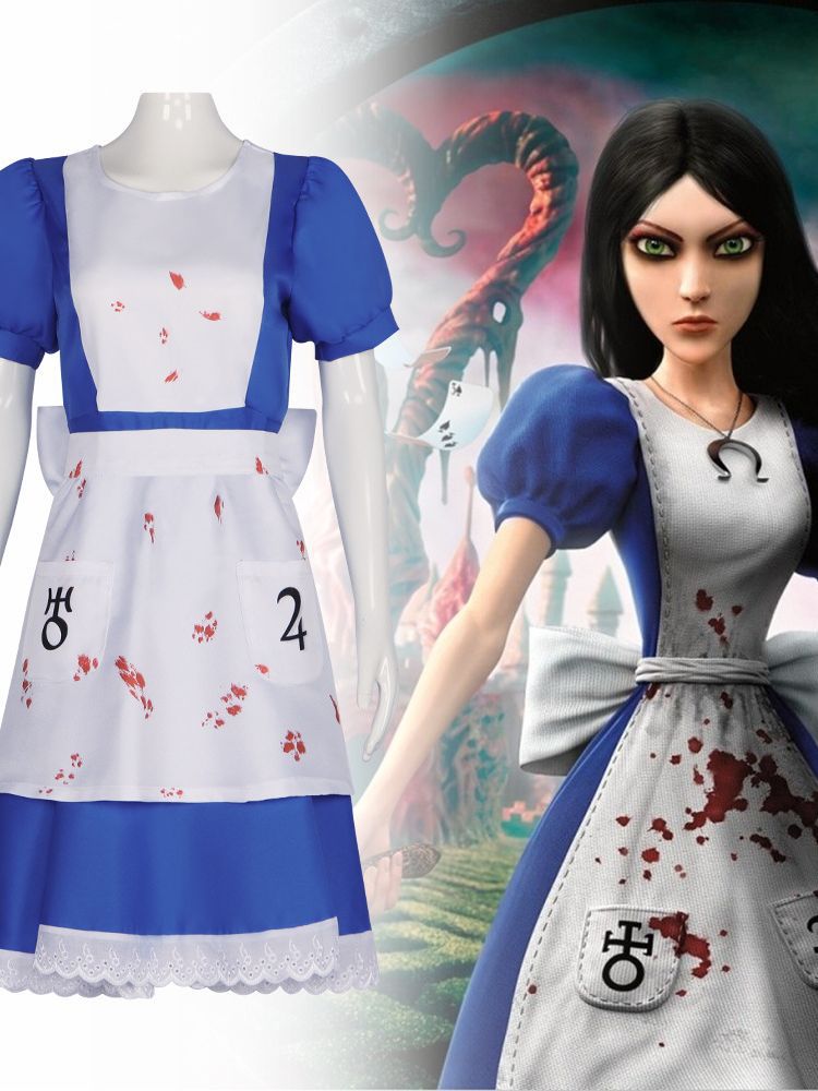Alice Madness Returns Cosplay Maid Dress Halloween Costume Role Play Stage Performance Clothing - Halloweez