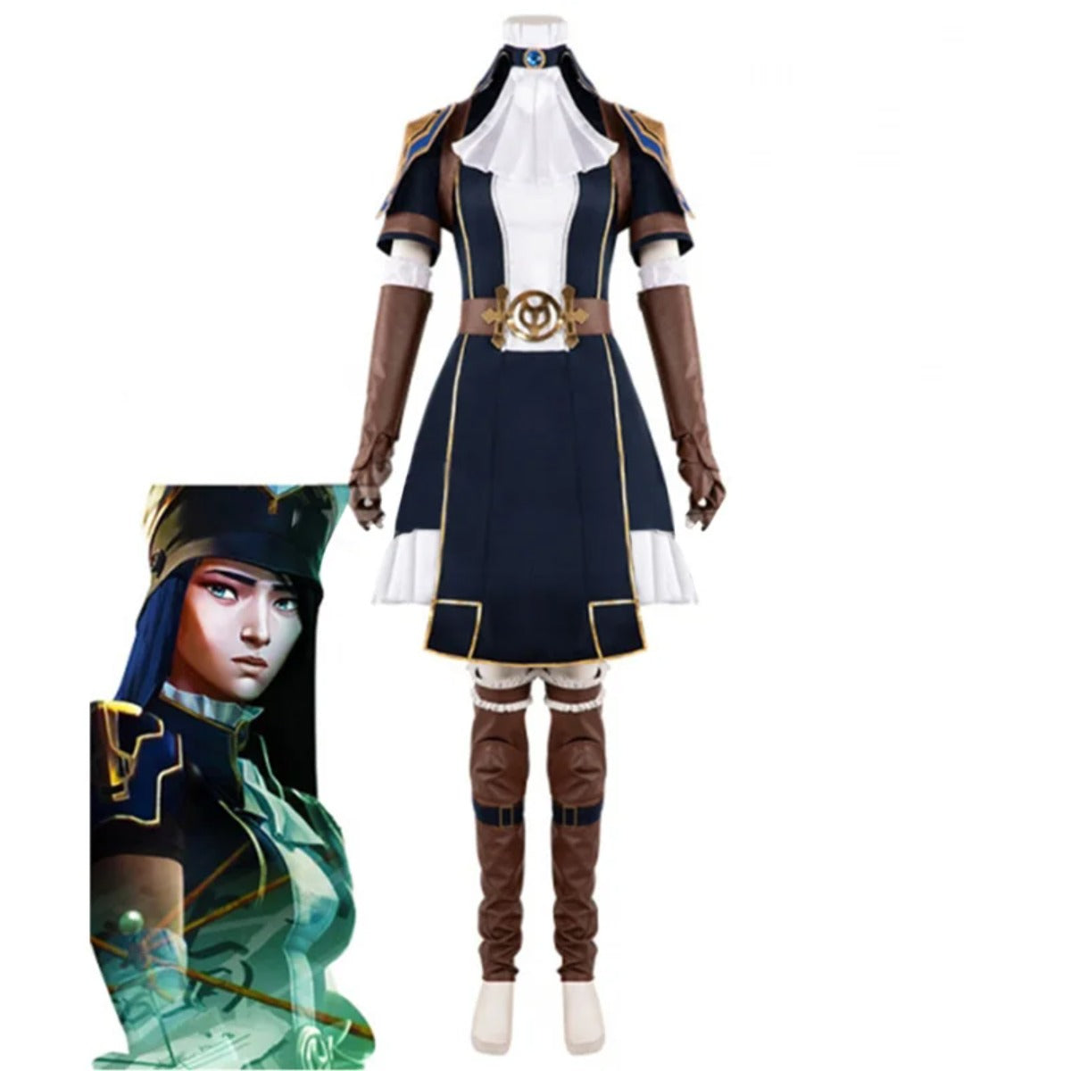 Halloweez Arcane Caitlyn Cosplay Costume - The Sheriff of Piltover Uniform Dress for Halloween Carnival - Halloweez