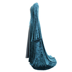 Elegant Lady's Renaissance Blue Velvet Ball Gown Costume by Halloweez - Halloweez