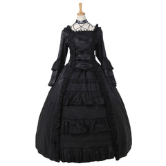 Halloweez Strawberry Victorian Lolita Dress - Gothic Square Neck Black Dress for Cosplay & Events - Halloweez
