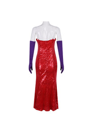 Who Framed Roger Rabbit Jessica Rabbit Cosplay Red Dress Ball Gown Halloween Party Costume - Halloweez