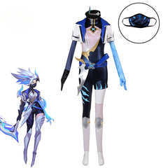 Halloweez Akali Cosplay Costume - Game LOL Akali Women's Halloween Outfit with Mask - Halloweez